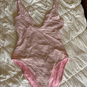 Top shop women’s scoop back Pink and mint Striped One-Piece Swimsuit